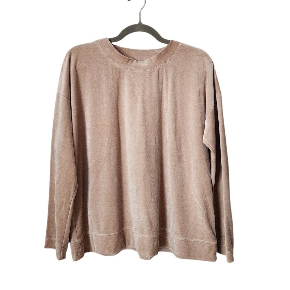 J. JILL Velour Sweatshirt Pullover Long Sleeve in coffee Size LP